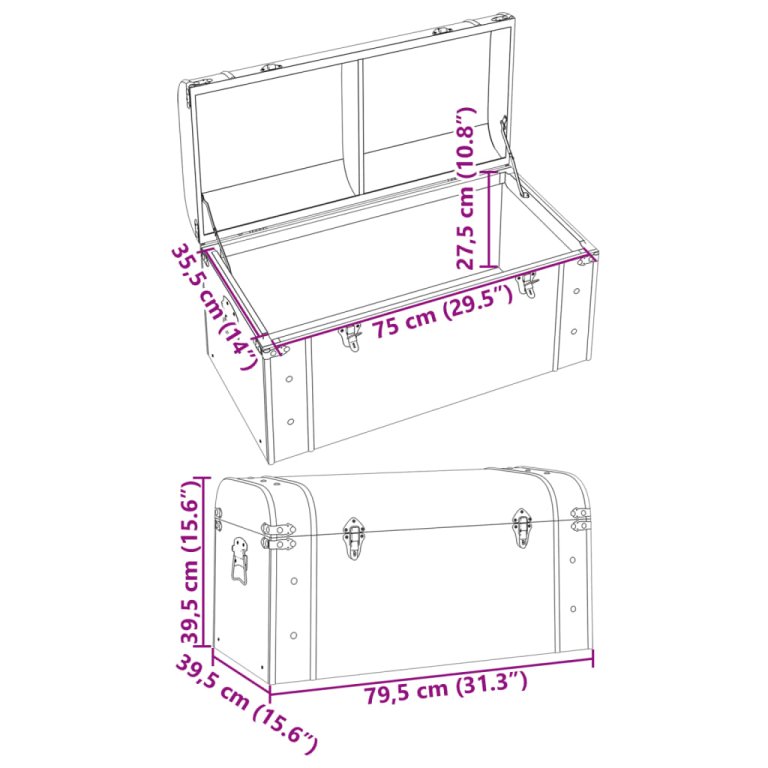 Cufăr de comori cu zăvoare maro închis 79,5x39,5x39,5 cm placaj