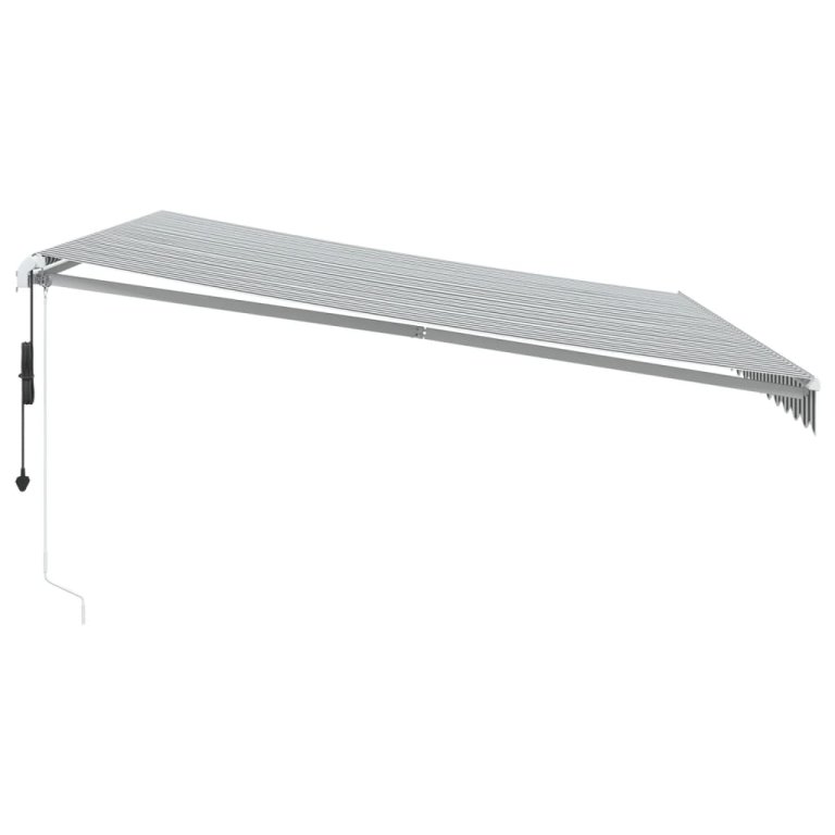 Copertină retractabilă automat cu LED, antracit/alb, 450x300 cm