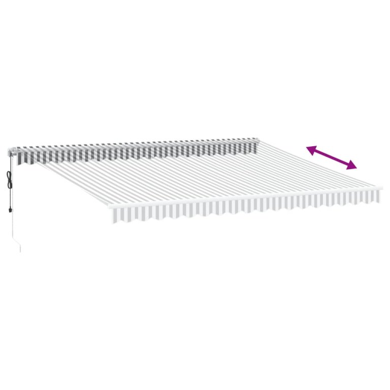 Copertină retractabilă automat cu LED, antracit/alb, 450x300 cm