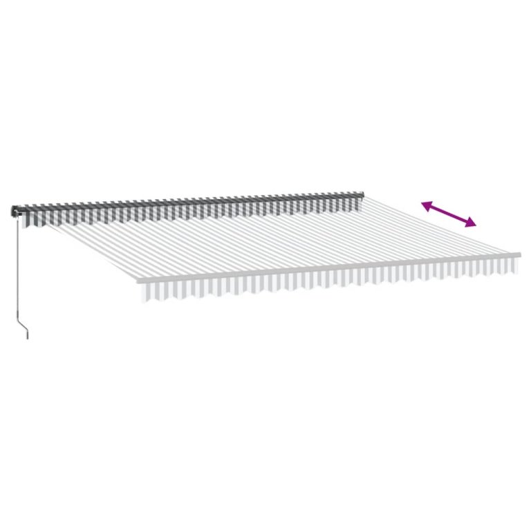 Copertină retractabilă manual cu LED, antracit/alb, 500x300 cm