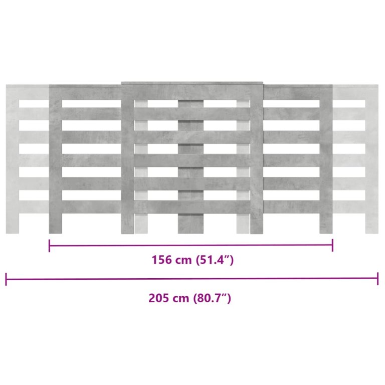 Mască pentru calorifer gri beton 205x21,5x83,5cm lemn prelucrat