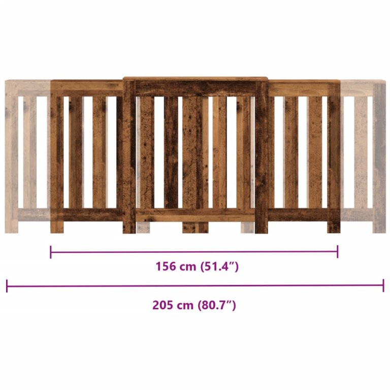 Mască pentru calorifer lemn vechi 205x21,5x83,5 cm lemn