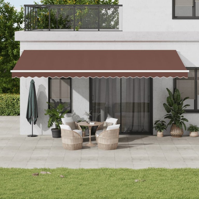 Copertină retractabilă manual cu LED, maro, 600x300 cm