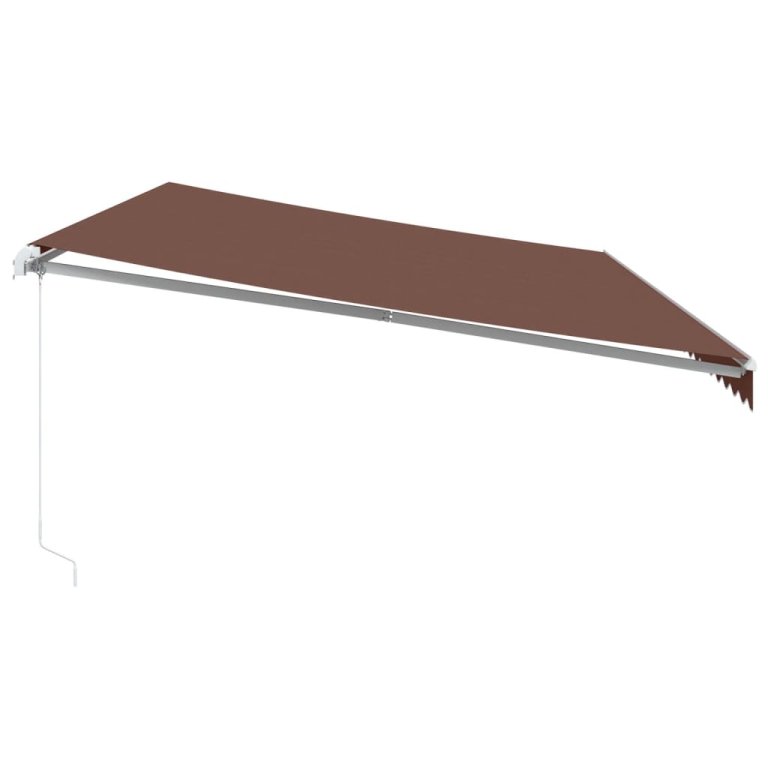 Copertină retractabilă manual cu LED, maro, 600x300 cm