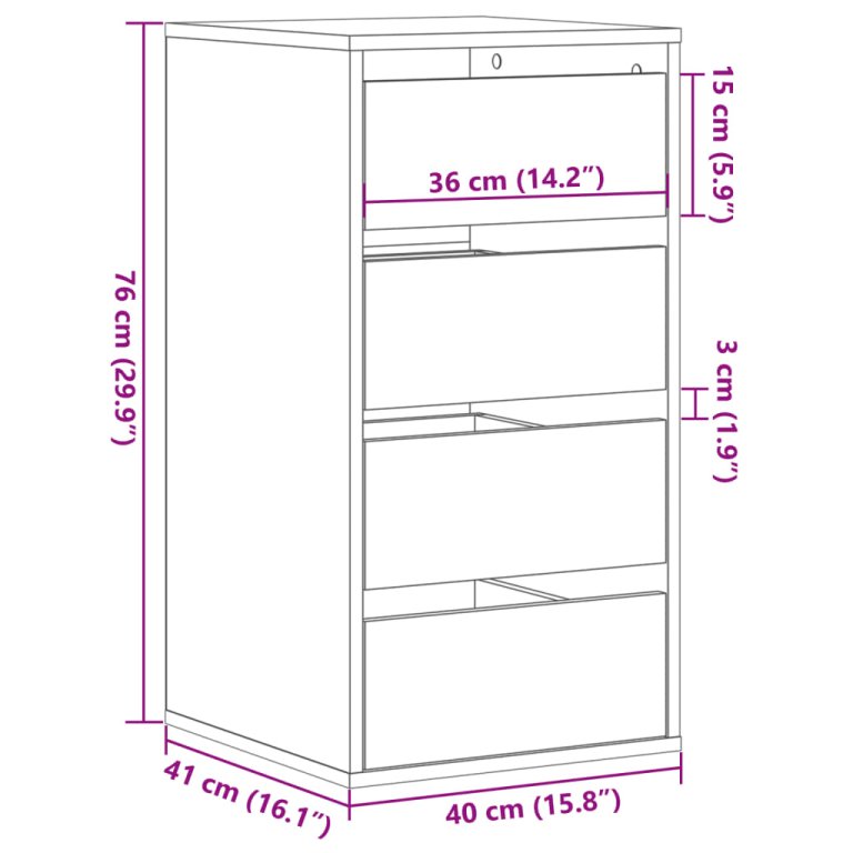 Dulap colț cu sertare gri beton 40x41x76 cm lemn prelucrat