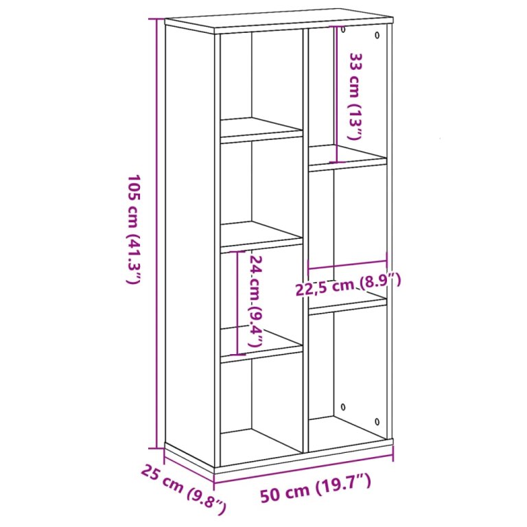 Bibliotecă, alb, 50x25x105 cm, lemn prelucrat