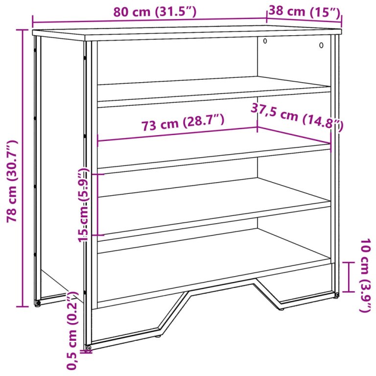 Pantofar, stejar maro, 80x38x78 cm, lemn prelucrat