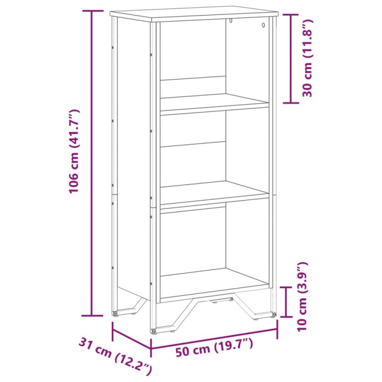 Bibliotecă, gri sonoma, 50x31x106 cm, lemn prelucrat