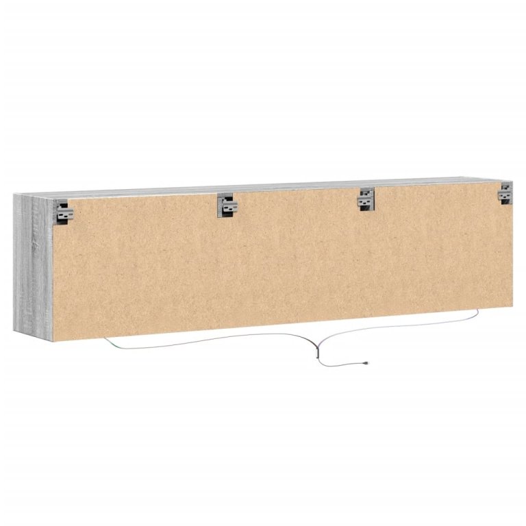 Comodă TV de perete cu lumini LED, gri sonoma, 180x31x45 cm