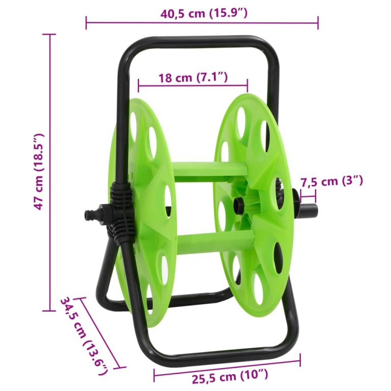 Tambur de furtun autonom, verde, pt. furtun 45 m 1/2 inch, oțel