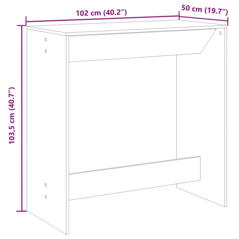 Masă de bar, alb, 102x50x103,5 cm, lemn prelucrat