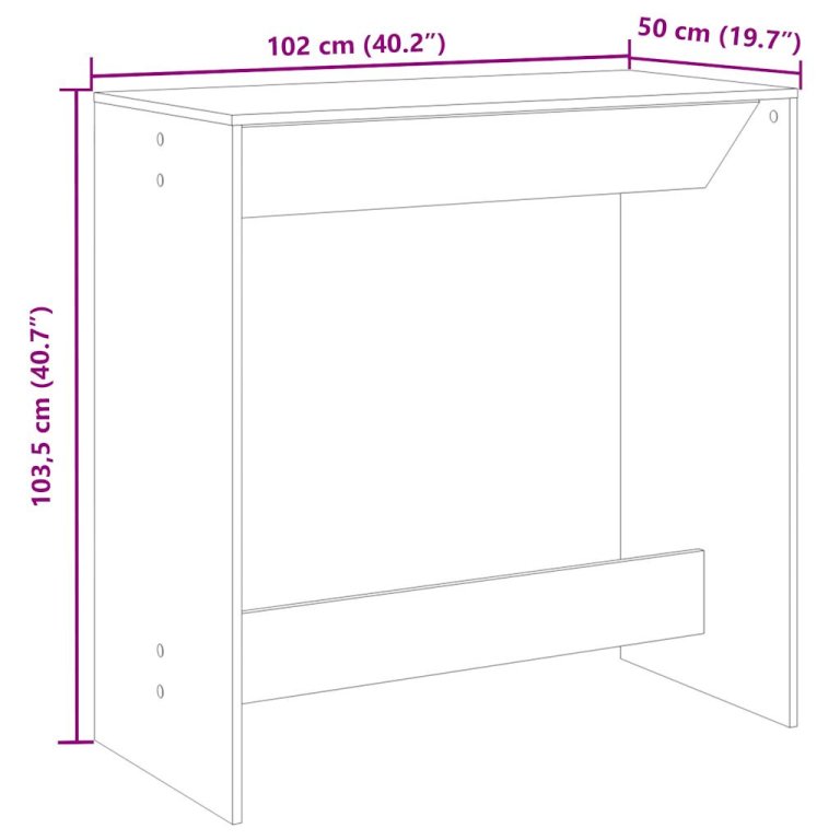 Masă de bar, stejar fumuriu, 102x50x103,5 cm, lemn prelucrat