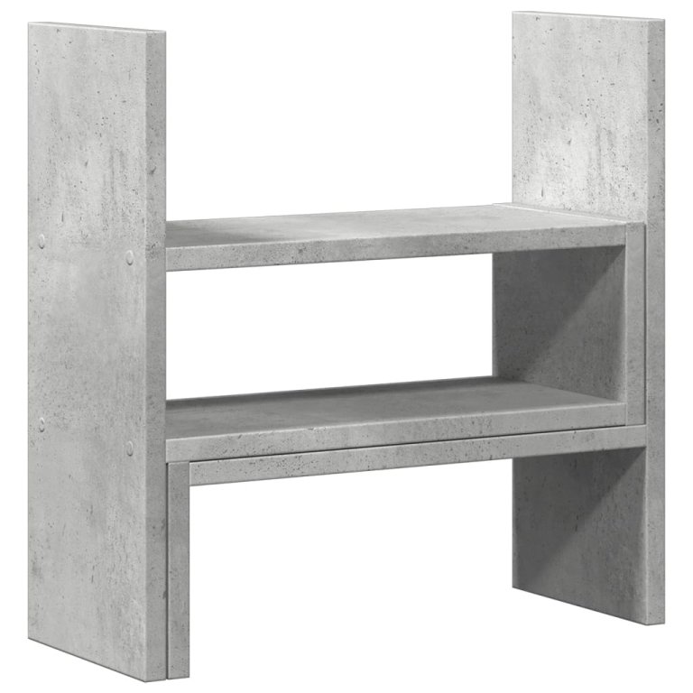 Organizator birou, gri beton, 40x17x41 cm, lemn prelucrat