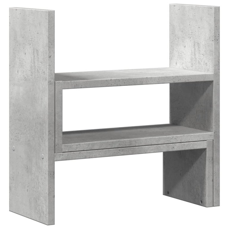 Organizator birou, gri beton, 40x17x41 cm, lemn prelucrat