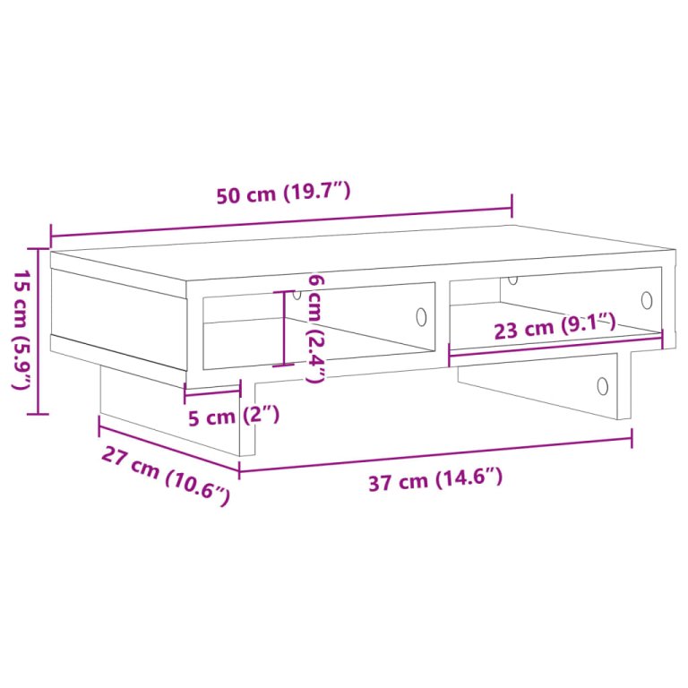 Suport de monitor, alb, 50x27x15 cm, lemn compozit