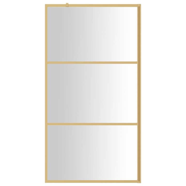 Paravan de duș walk-in auriu 115x195 cm sticlă ESG transparentă