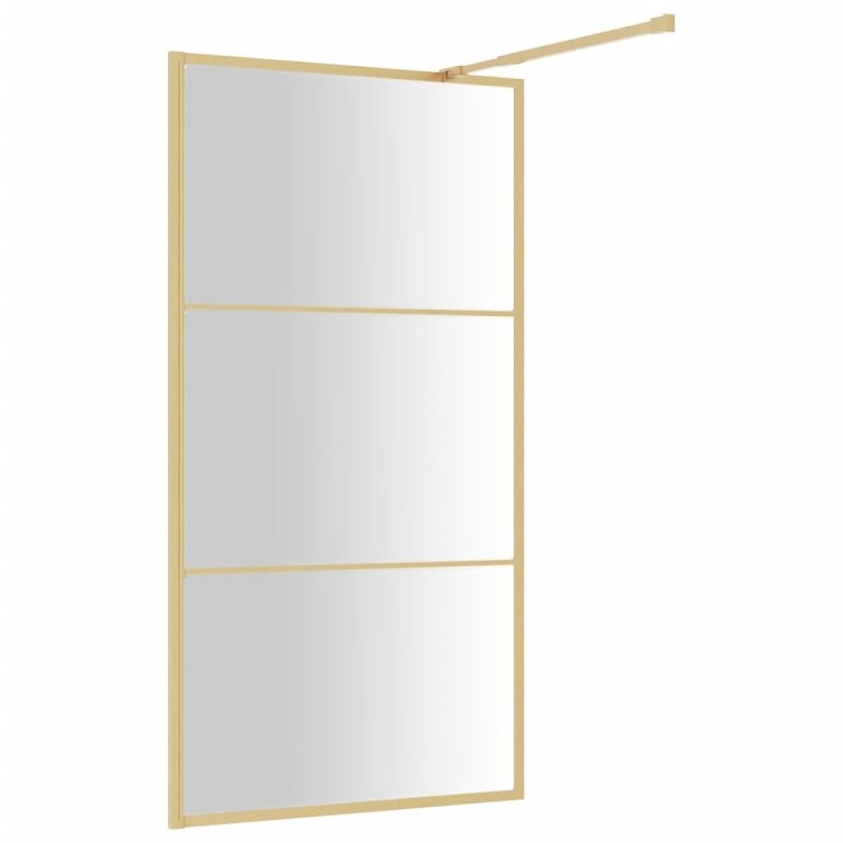 Paravan de duș walk-in auriu 115x195 cm sticlă ESG transparentă