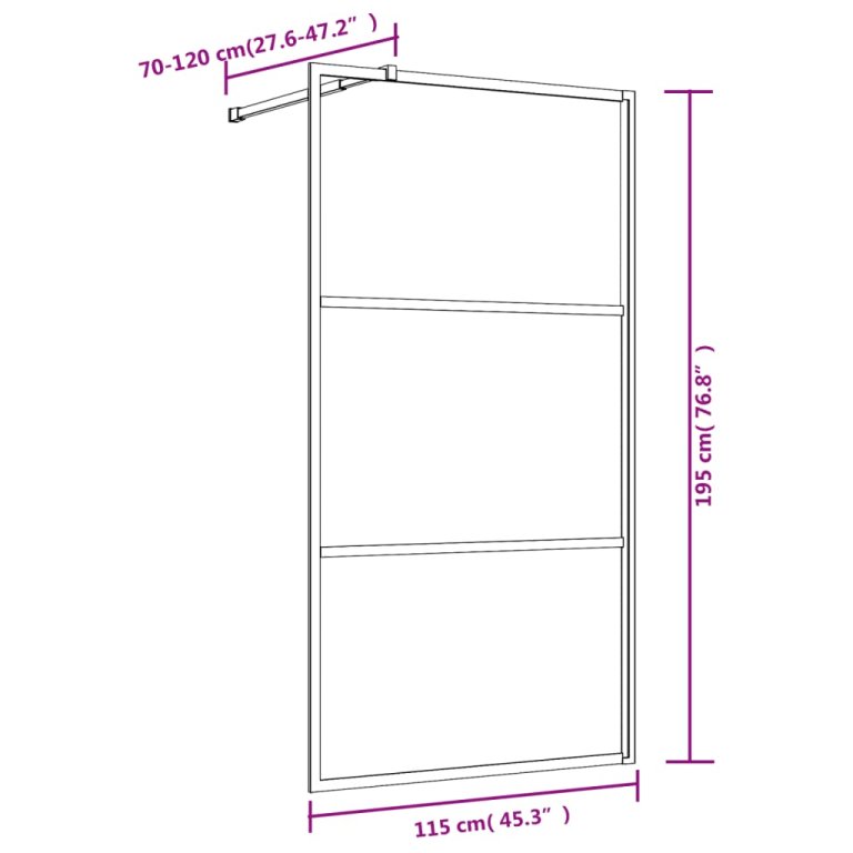 Paravan de duș walk-in auriu 115x195 cm sticlă ESG transparentă