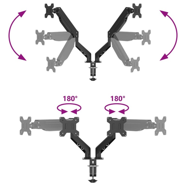 Braț monitor dublu pentru ecran max. 27 inci VESA 75/100mm 20kg