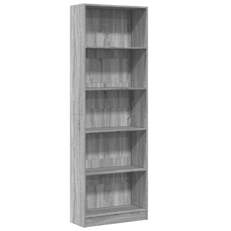 Bibliotecă, gri sonoma, 60x24x176 cm, lemn prelucrat