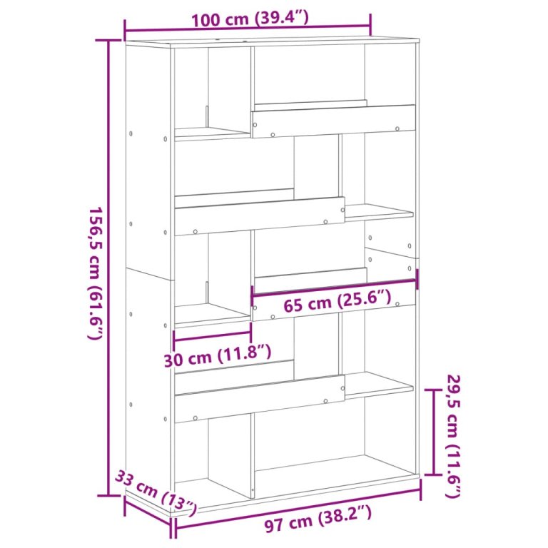 Bibliotecă, negru, 100x33x156,5 cm, lemn prelucrat