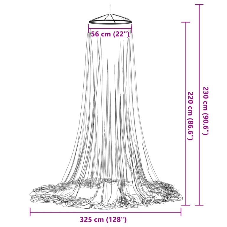 Plasa de tantari pentru pat 220 ochiuri alb 56x56x220 cm