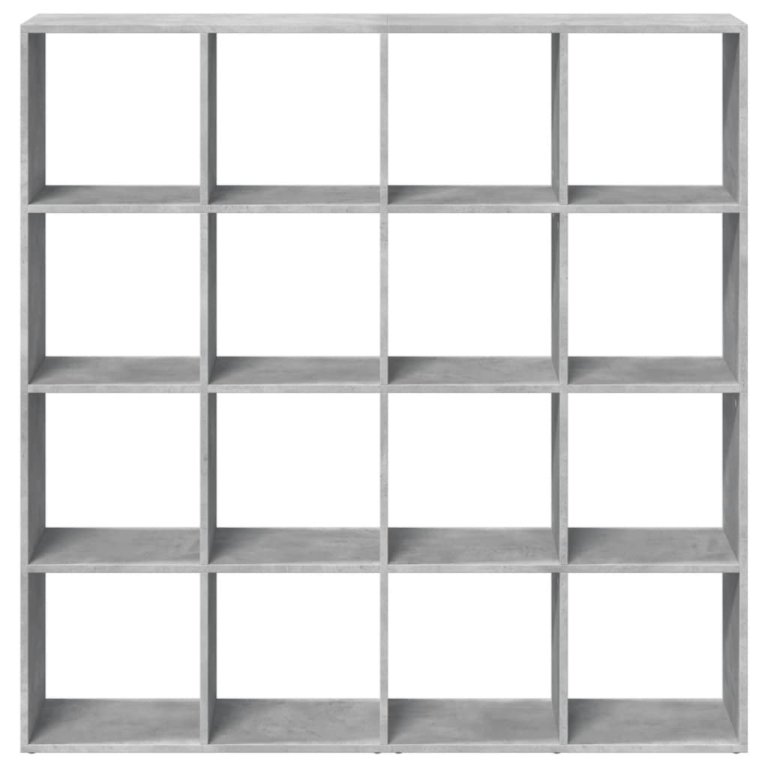 Bibliotecă, gri beton, 137,5x29x137,5 cm, lemn prelucrat