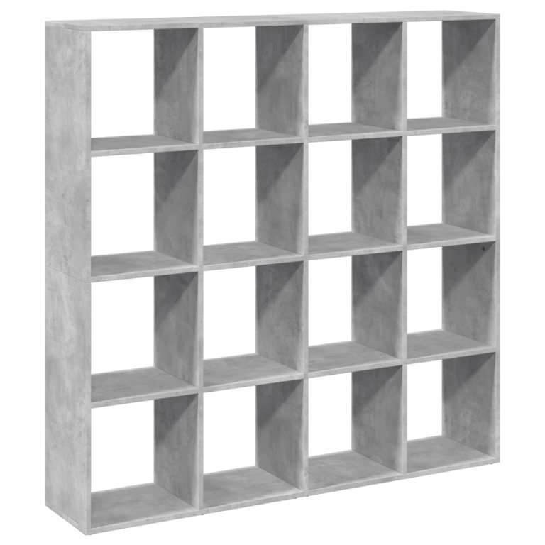 Bibliotecă, gri beton, 137,5x29x137,5 cm, lemn prelucrat