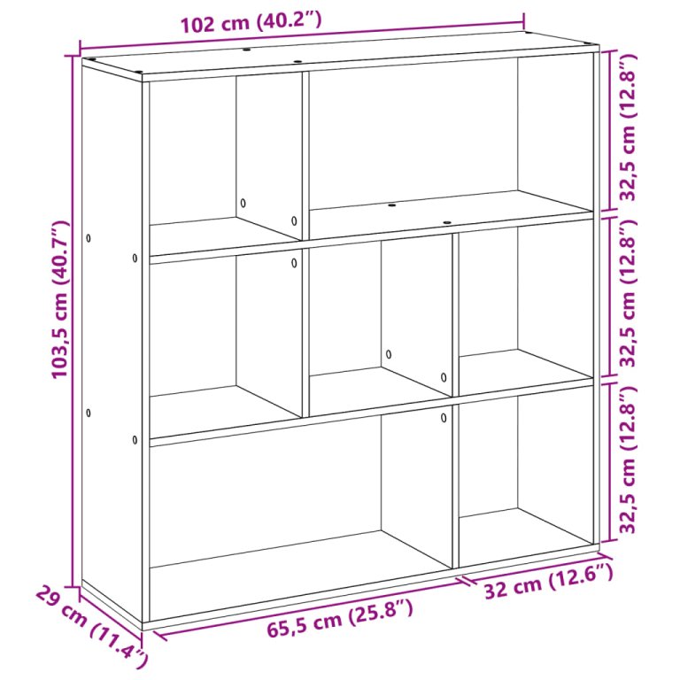 Bibliotecă/separator cameră stejar sonoma 102x29x103,5 cm lemn