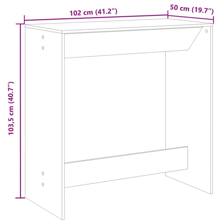 Masă de bar, stejar maro, 102x50x103,5 cm, lemn prelucrat