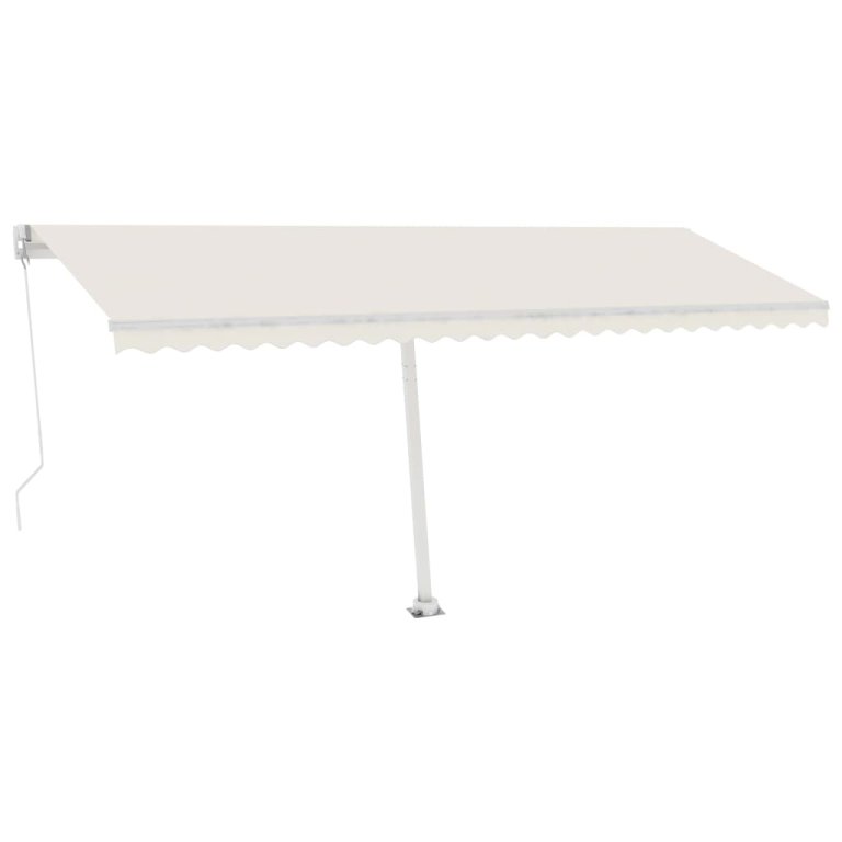 Copertină retractabilă manual cu LED, crem, 500x350 cm