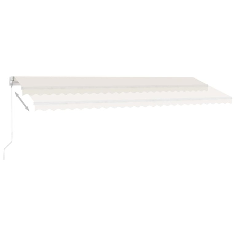 Copertină retractabilă manual cu LED, crem, 500x350 cm