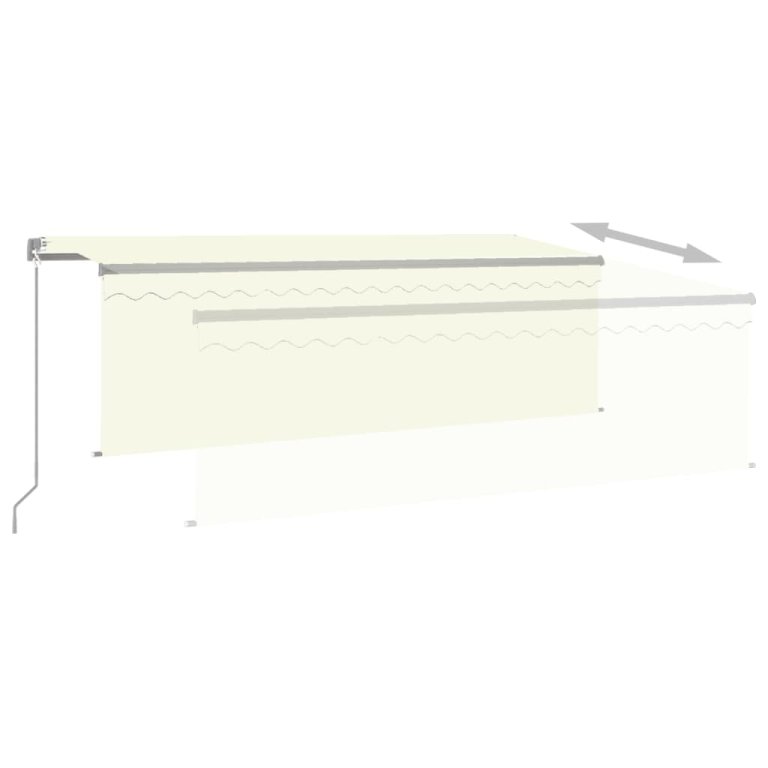 Copertină retractabilă manual cu stor&LED, crem, 4,5x3 m