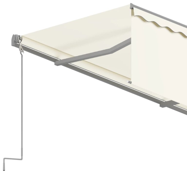 Copertină retractabilă manual cu stor, crem, 4,5x3 m