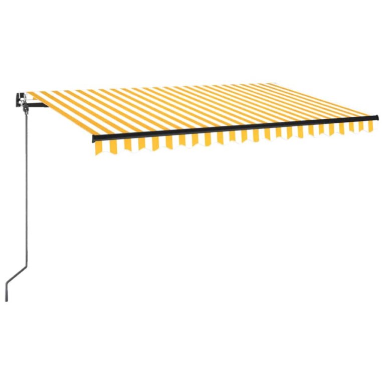 Copertină retractabilă manual, galben și alb, 450x350 cm