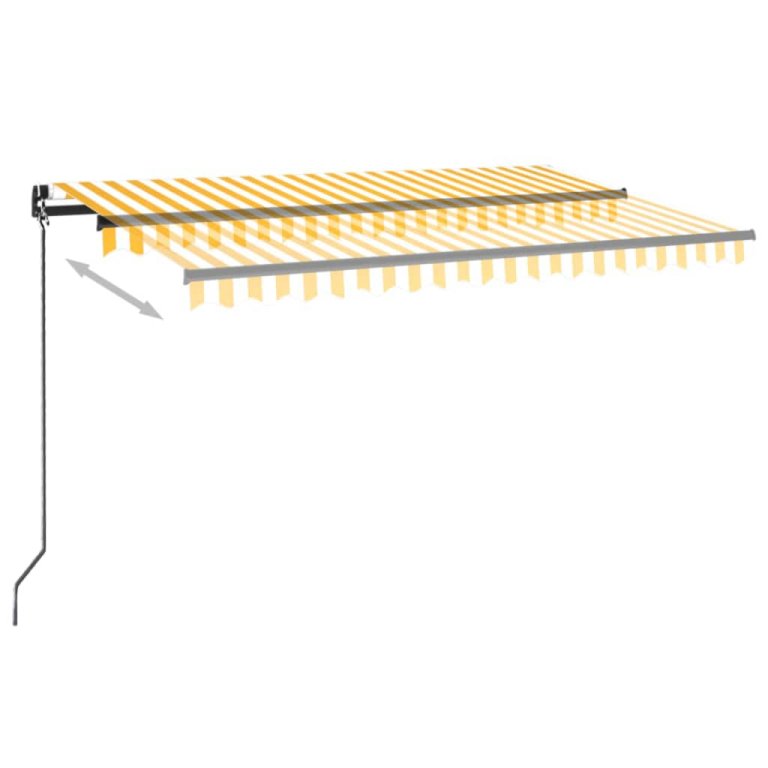 Copertină retractabilă manual, galben și alb, 450x350 cm