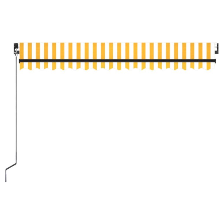 Copertină retractabilă manual, galben și alb, 450x350 cm