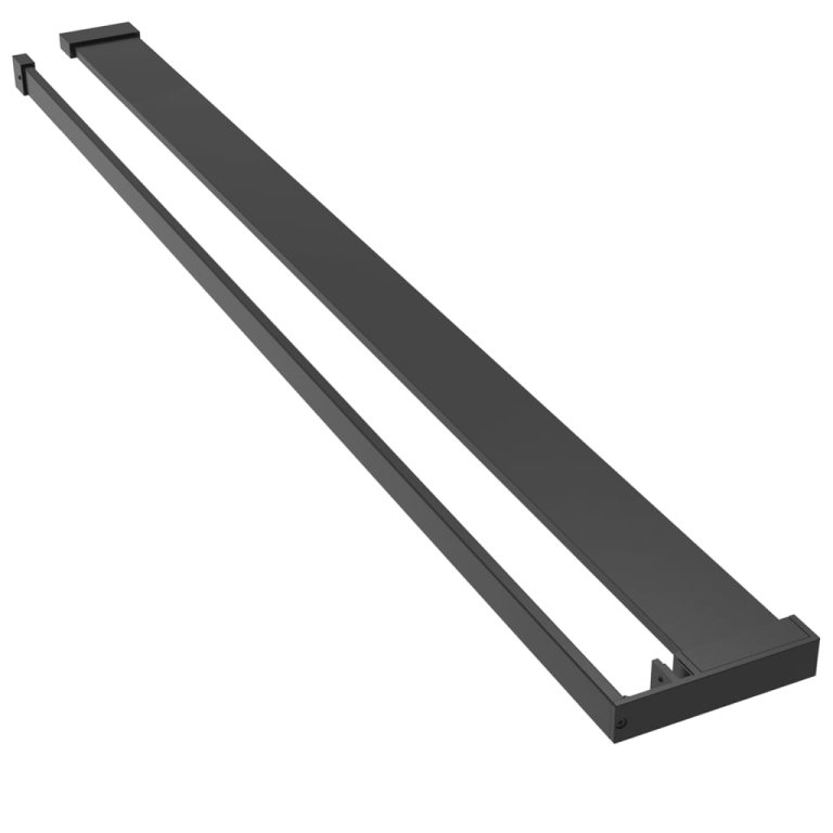 Raft de duș pentru perete cabină de duș negru, 118 cm, aluminiu