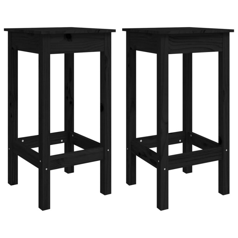 Set mobilier de bar, 3 piese, negru, lemn masiv de pin