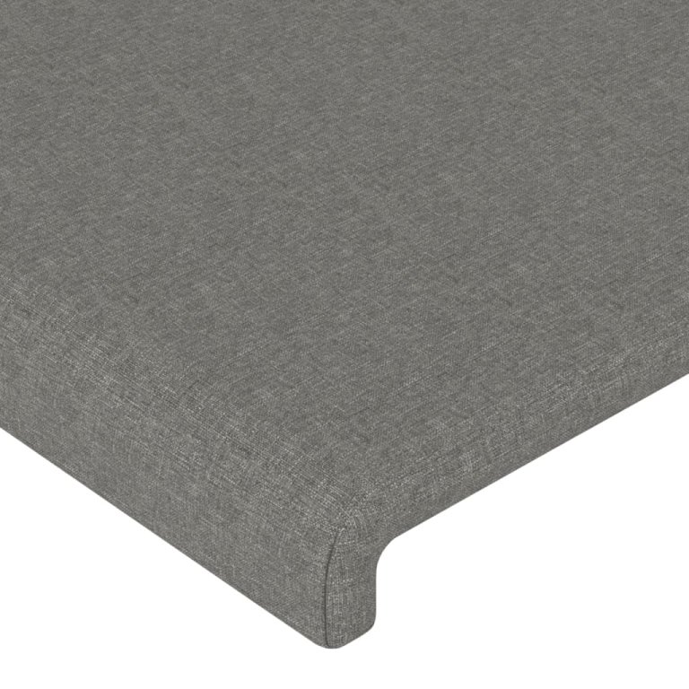 Tăblie de pat cu aripioare gri închis 93x23x78/88 cm textil