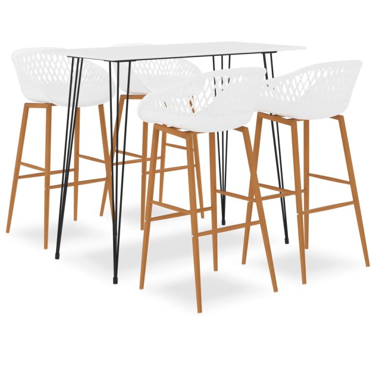 Set mobilier de bar, 5 piese, alb