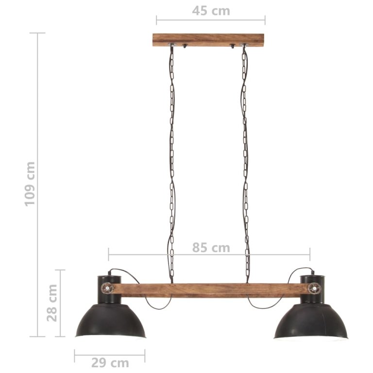 Lampă suspendată industrială, negru, 109 cm, 25 W, E27