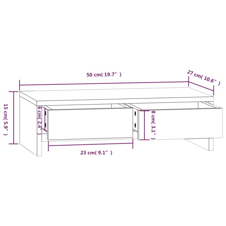 Suport pentru monitor, 50x27x15 cm, lemn masiv de pin