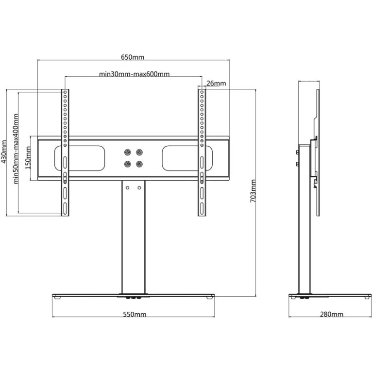 Suport TV piedestal, ecran 37-55 inchi Max VESA 600x400 mm 40kg