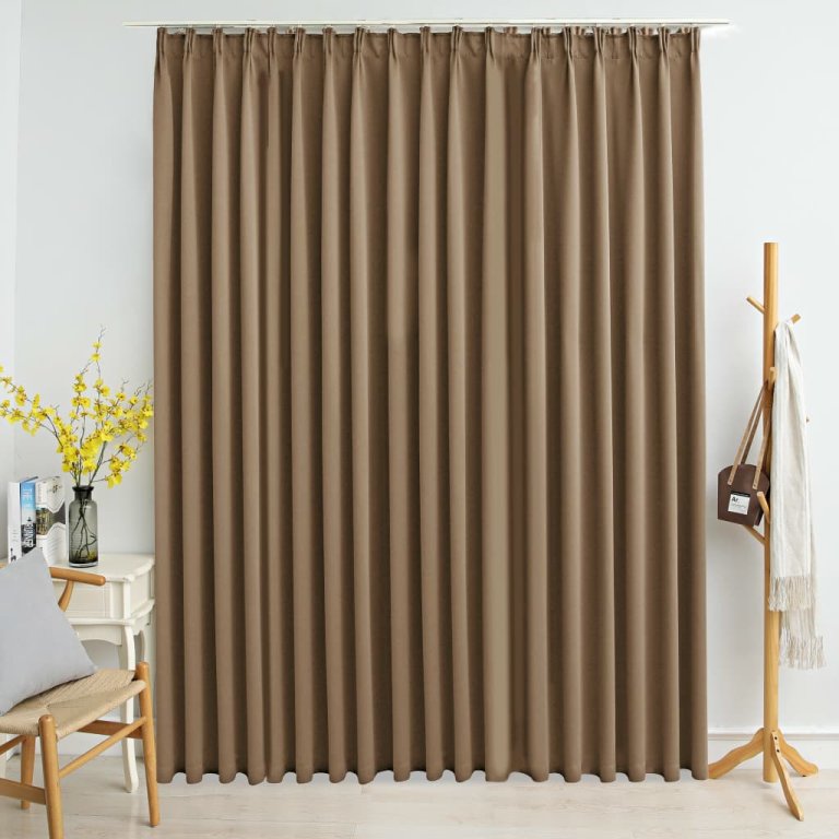 Draperie opacă, gri taupe, 290 x 245 cm, cu cârlige