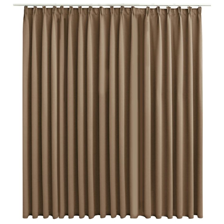 Draperie opacă, gri taupe, 290 x 245 cm, cu cârlige