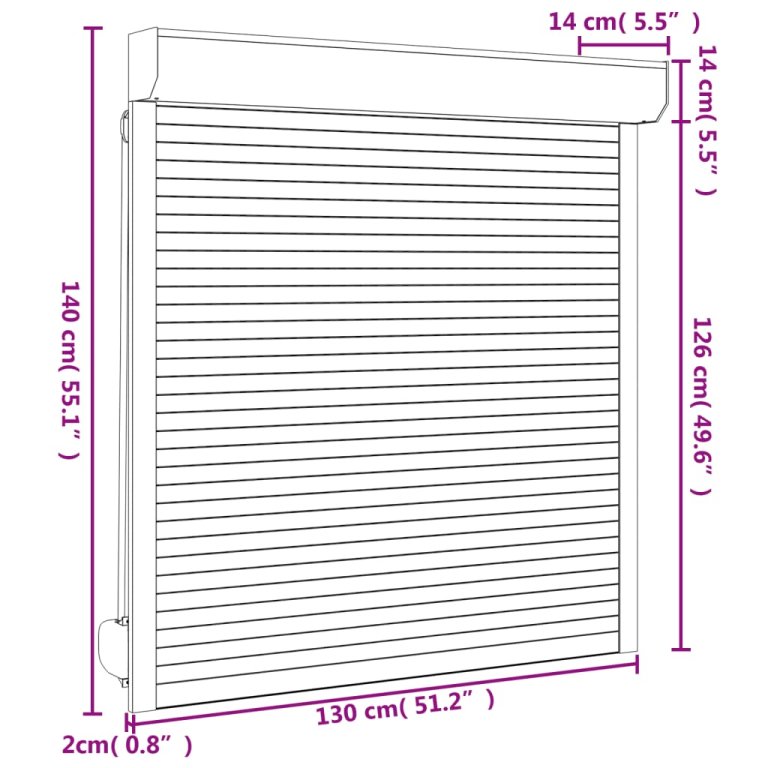 Oblon rulant, alb, 130 x 140 cm, aluminiu