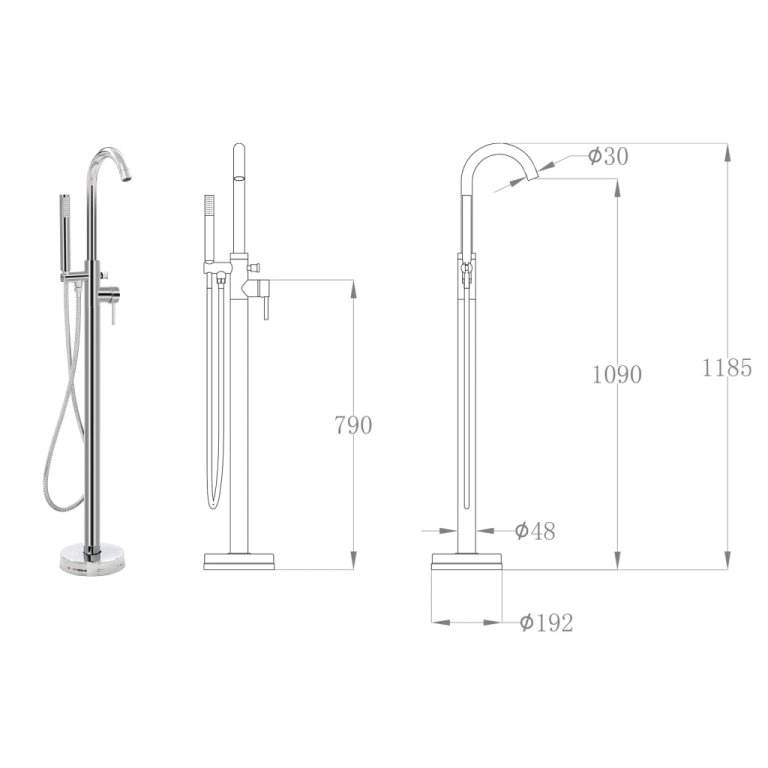 Robinet de cadă independent, 118,5 cm, oțel inoxidabil