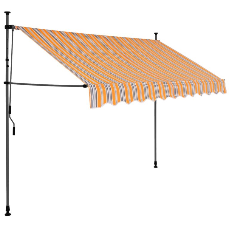 Copertină retractabilă manual cu LED, galben & albastru, 250 cm