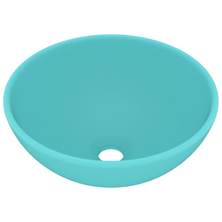 Chiuvetă baie lux verde deschis mat 32,5x14 cm ceramică rotund